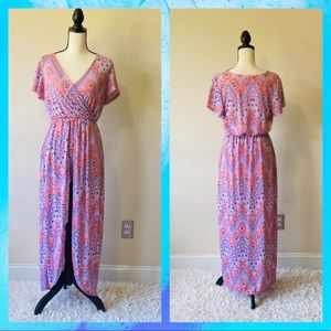 No Comment Floral Romper with an open leg slit